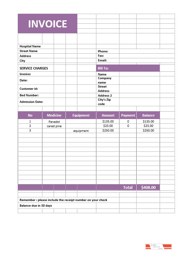 Medical Service Invoice Template PSD template